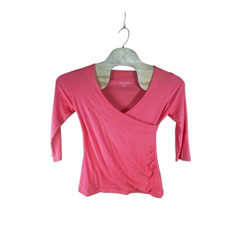 Soft Surroundings 3/4 Sleeve Coral Pink Blouse Medium (M)